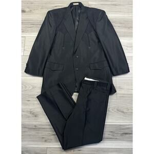 Vintage Laredo Cowboy Western Suit Blazer Jacket 44L & Pants‎ 36 x 28 BLACK USA